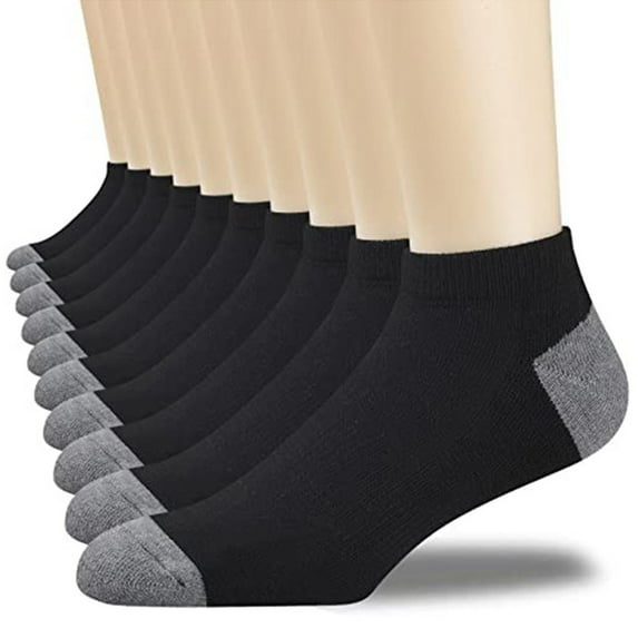 Men's Socks, Ultimate Comfort Toe Seamed Socks, Pack of 12, Cotton Blend, Color Block Design, Black