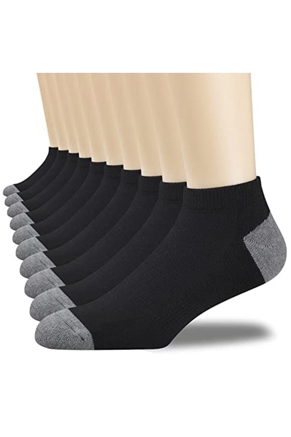 Men's Socks, Ultimate Comfort Toe Seamed Socks, Pack of 12, Cotton Blend, Color Block Design, Black