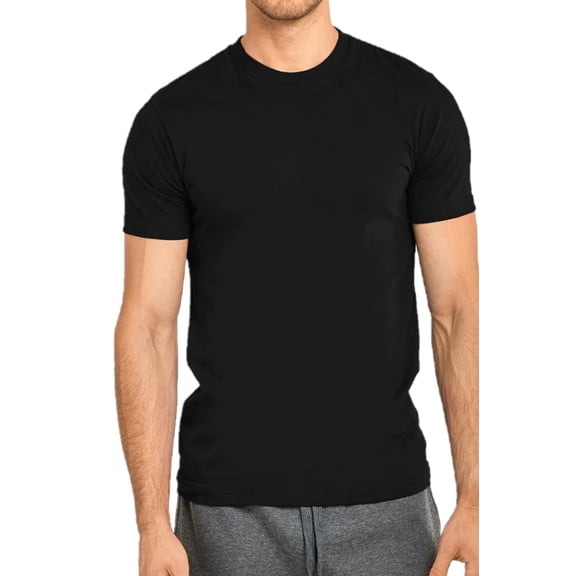 Men's Soft 100% Cotton Heavy Weight Crew Neck Short Sleeve T-Shirt, Black L, 1 Count, 1 Pack