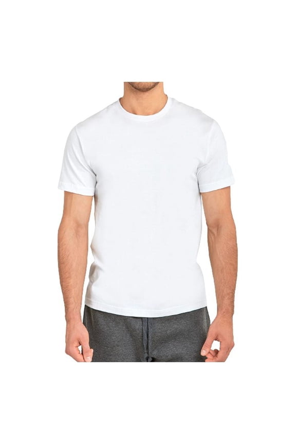 Men's Soft 100% Cotton Heavy Weight Crew Neck Short Sleeve T-Shirt, White L, 1 Count, 1 Pack