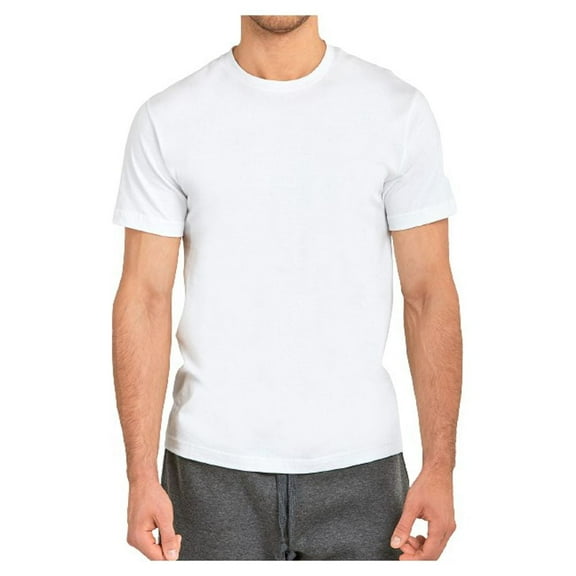 Men's Soft 100% Cotton Heavy Weight Crew Neck Short Sleeve T-Shirt, White L, 1 Count, 1 Pack