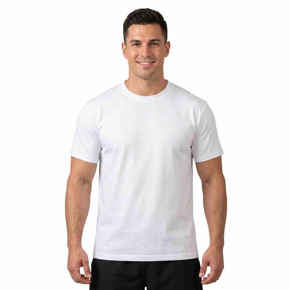 COUVER Men's Heavyweight 100% Cotton Crew Neck T-Shirt White Large 1 Pack (1 Count)