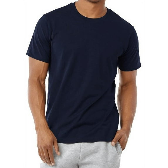 Men's Soft 100% Cotton Light Weight Crew Neck Short Sleeve T-Shirt, Navy L, 1 Count, 1 Pack