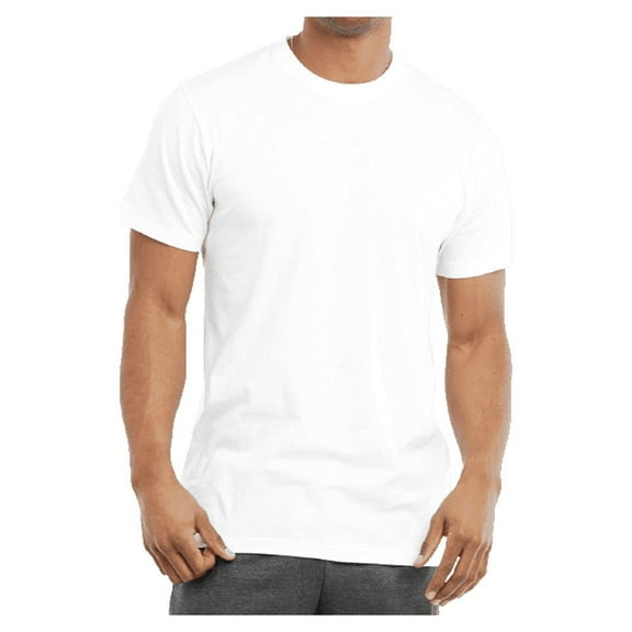 Men's Soft 100% Cotton Light Weight Crew Neck Short Sleeve T-Shirt, White L, 1 Count, 1 Pack