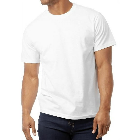 Men's Soft 100% Cotton Light Weight Crew Neck Short Sleeve T-Shirt, White S, 1 Count, 1 Pack