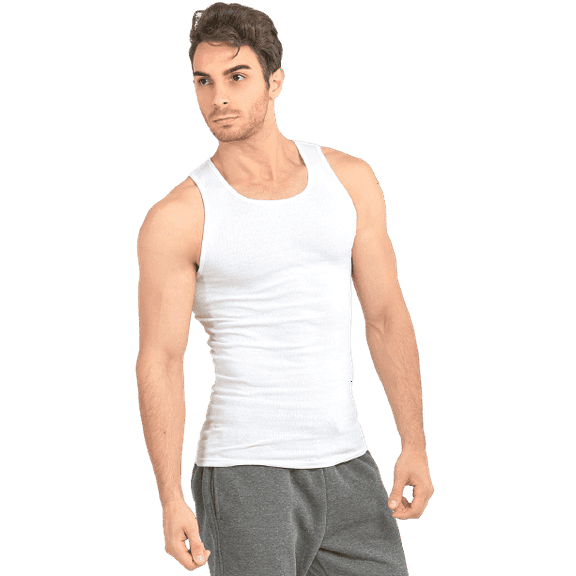3-Pack Men's Soft 100% Cotton Undershirts A-Shirt, White X-Large