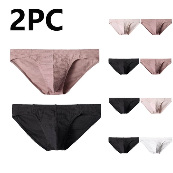Men's Soft Briefs with No-Ride Leg Bands Men Casual Solid Color Breathable Low Waist Underwear Briefs, 2-Pack Value Bundle for Daily Wear, Size M-2XL