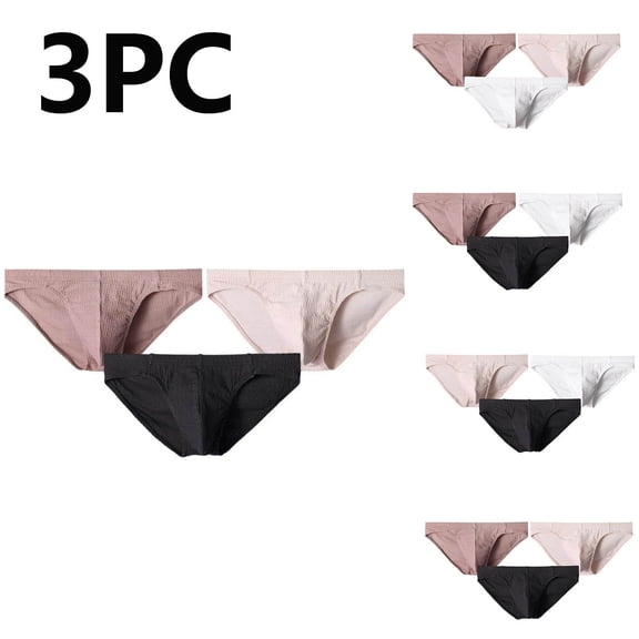 Men's Soft Briefs with No-Ride Leg Bands Men Casual Solid Color Breathable Low Waist Underwear Briefs, 3-Pack Value Bundle for Daily Wear, Size M-2XL