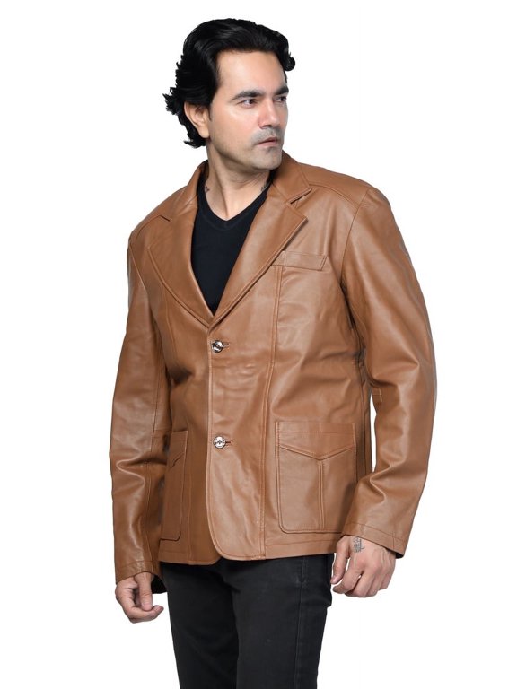 Men's Soft Brown Leather Sports Coat