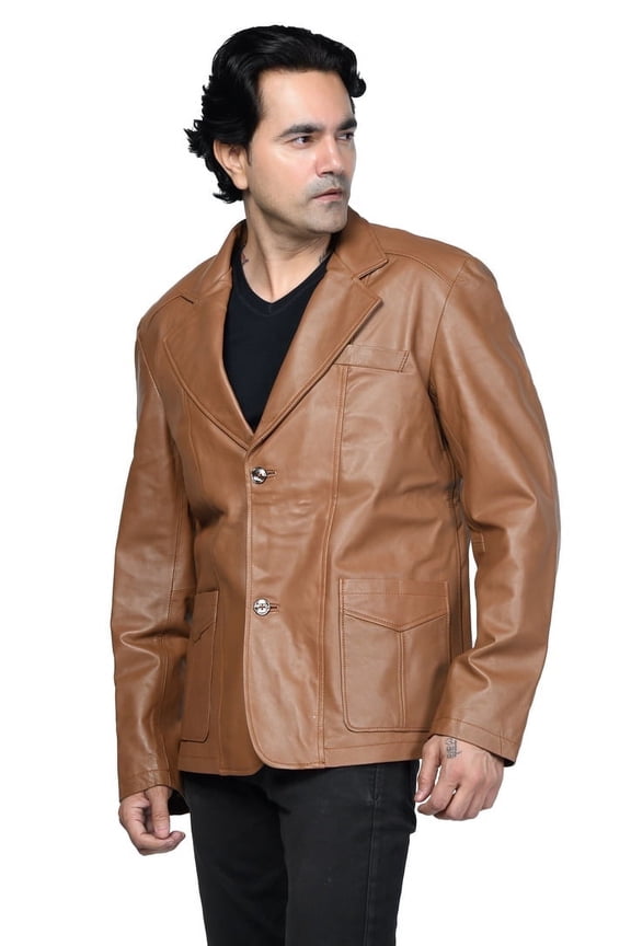 Men's Soft Brown Leather Sports Coat