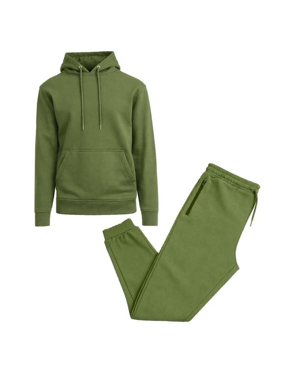 Men’s Soft Fleece Cotton Blend Pullover Hoodie & Sweatpants Jogging Set
