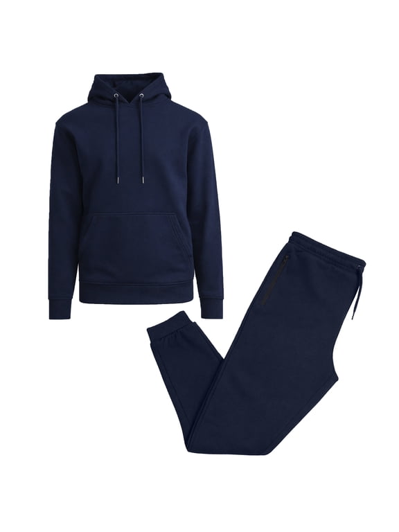Men’s Soft Fleece Cotton Blend Pullover Hoodie & Sweatpants Jogging Set