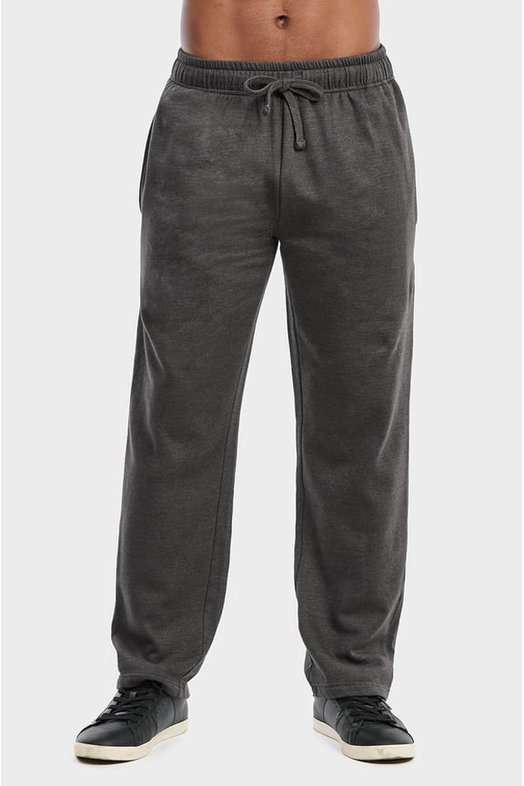 Men's Soft Fleece Lightweight Comfort Open Bottom Sweatpants Loungewear w/Side Pockets