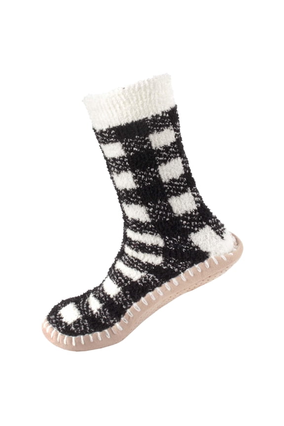 Men's Knit Winter Gripper Slipper Socks - Gingham Plaid - L/XL - 1 Pair