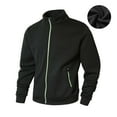 thumbnail image 1 of Men's Soft Knit Jacket with Zipper Pockets Lightweight Solid Color Long Sleeve Full Zip Coat Outdoor Recreation (L, Black), 1 of 9