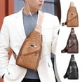thumbnail image 1 of Men鈥檚 Soft Leather Chest Bag | One-Shoulder Sling Bag | Waterproof Antitheft Design with USB Charging | Breathable Strap | Multiple Pockets | Travel Business Casual | Brown Khaki | 30x17x5cm, 1 of 9