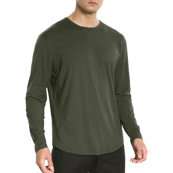 Men's Soft Lightweight Long Sleeve Casual Basic Tee Shirt Comfortable Breathable Relaxed Fit Stylish Everyday Wear Men's Lightweight Crewneck Tee Tops