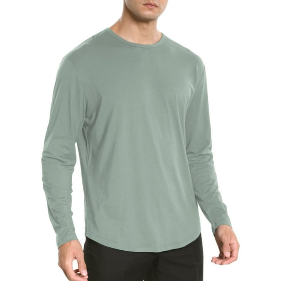 Men's Soft Lightweight Long Sleeve Casual Basic Tee Shirt Comfortable Breathable Relaxed Fit Stylish Everyday Wear Men's Lightweight Crewneck Tee Tops