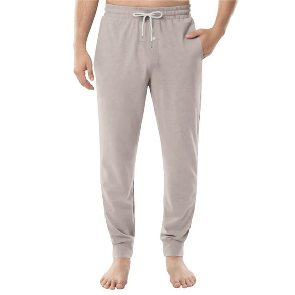 Men's Soft Pajama Lounge Pants Solid Color Elastic Waist Pajamas Pants with Pockets with Drawstring Sleep & Lounge Pants Button Fly Breathable Soft Loose Fit Pjs Bottoms Sleepwear,Beige M