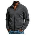 thumbnail image 1 of Men's Soft Polar Fleece Jacket with Pockets Lightweight Outdoor Recreation Full Zip Coat Long Sleeve Stand Collar Jacket, 1 of 6