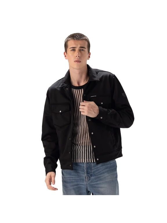 Men's Soft Shell Shirt Jacket - Black - L