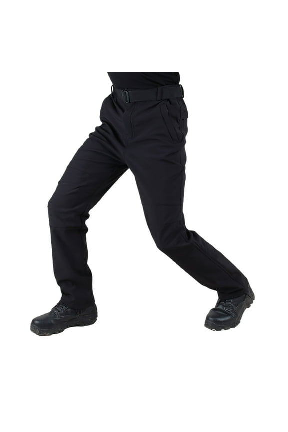 Men's Soft-Shell Tactical Work Pants with Multi-Pocket Design for Outdoor Training, Sports, and Casual Style (Lightweight & Comfortable),Black L