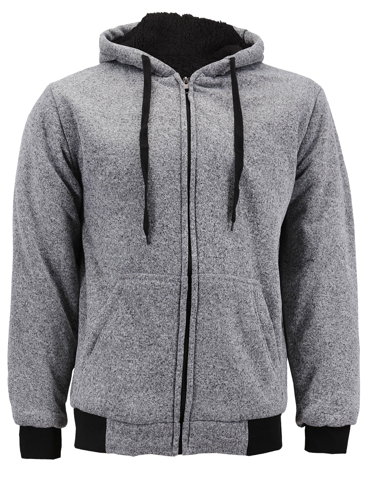 Men's Premium Athletic Soft Sherpa Lined Fleece Zip Up Hoodie Sweater  Jacket (Black,S) 