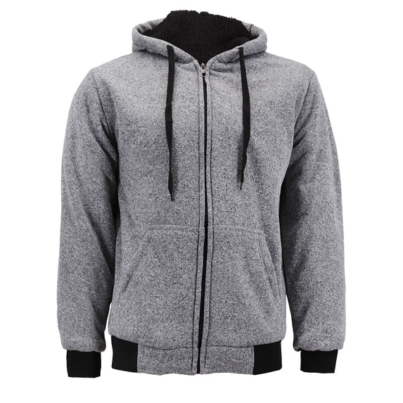 Men's Soft Sherpa Lined Zip Up Hoodie Sweater Jacket (Salt & Pepper (Grey), XL) Nathan #4025