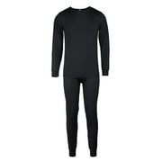 COUVER Men's Soft Thermal Underwear Set Fleece Lined, Black S, 1 Set