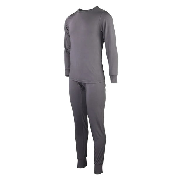 Men's Soft Thermal Underwear Set Fleece Lined, Charcoal 3XL, Set