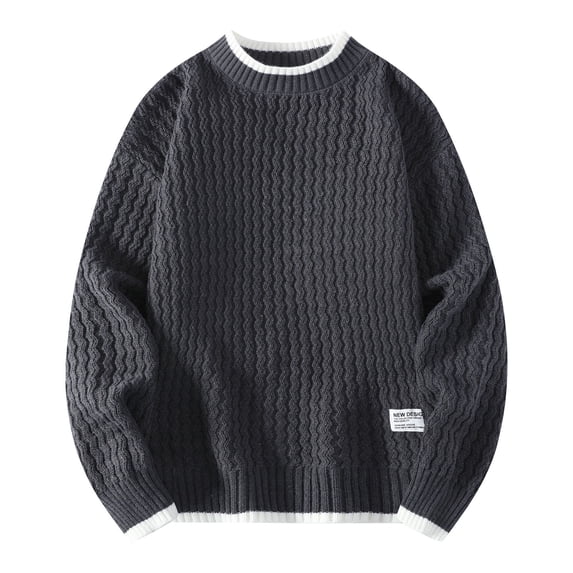 Men's Soft Thick Sweater Casual Knit Crew Neck Long Sleeve Sweatshirts Trendy Oversized Vintage Dress Pullover Tops (4XL, Gray)