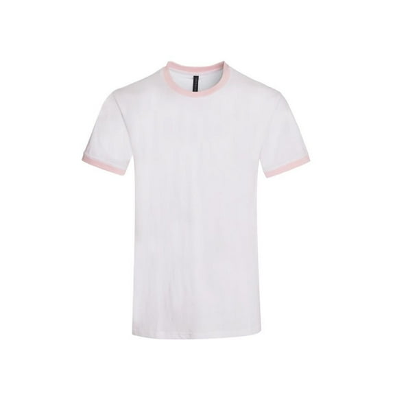 Men's Soft Touch Cotton Crew Neck Two Tone Short Sleeve Tee Regular Fit Casual T-shirt