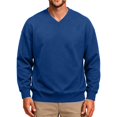 thumbnail image 1 of Men's Soft V Neck Sweatshirt Breathable Solid Color Ribbed Cuffs Pullover Outdoor Athletic Long Sleeve Sweatshirts Fall Fashion Top Blue XL, 1 of 6