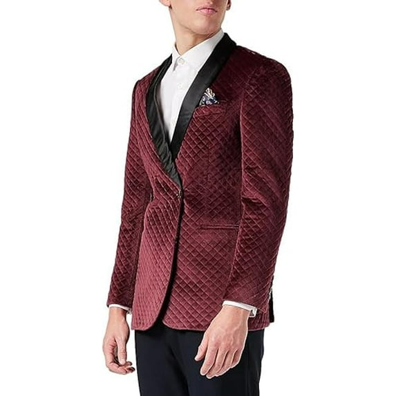 Men’s Soft Velvet Dinner Jacket Retro Tailored Fit Party Tuxedo Blazer Black Satin Shawl Lapels