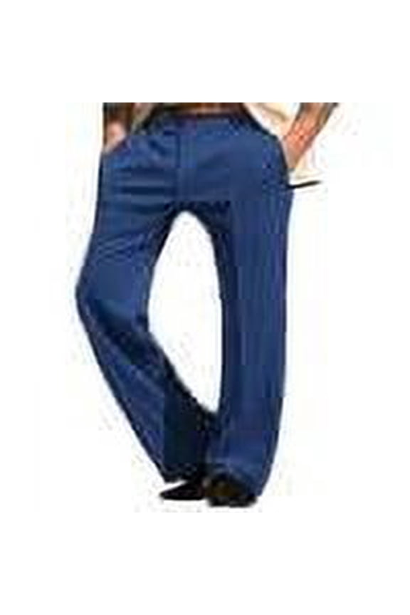 Men's Soft Velvet Trousers Classic Dinner Part Tailored Fit Dress Pants Blue