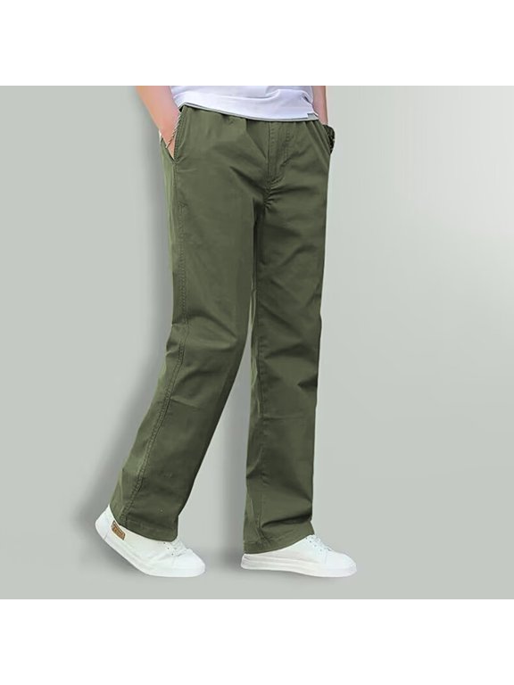 Men’s Soft Washed Relaxed Fit Utility Cargo Pants, Elastic Stretch Waist Multi Tool Pockets Outdoor Work Pants