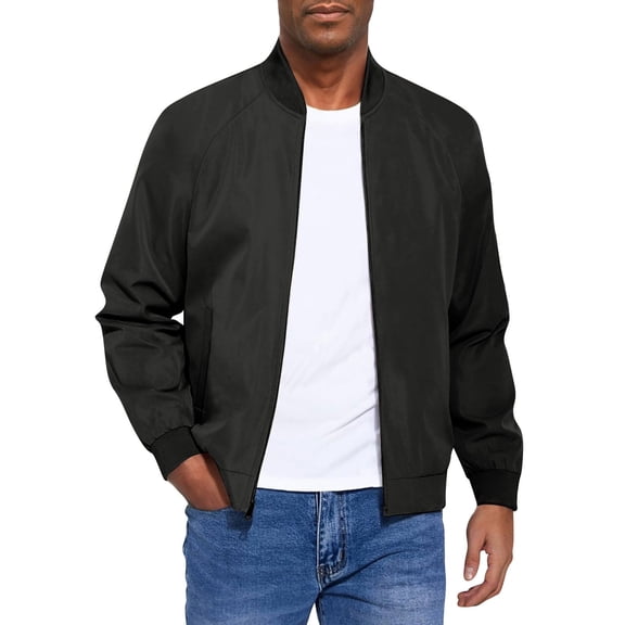 Men's Softshell Bomber Jacket Windproof Waterproof - Athletic Casual Flight Coat for Outdoor Sports (Black, X-Large)