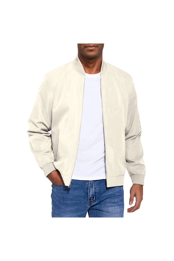 Men's Softshell Bomber Jacket Windproof Waterproof - Athletic Casual Flight Coat for Outdoor Sports (White, XX-Large)
