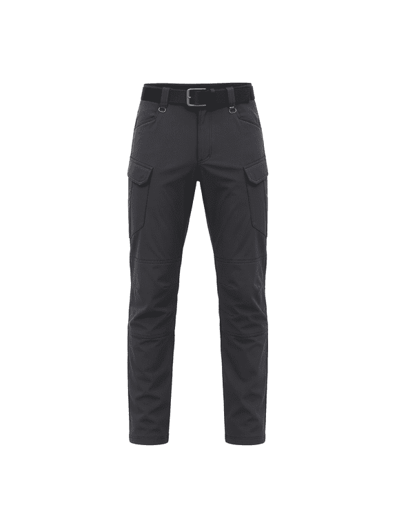 Men's Softshell Fleece Lined Tactical Pants, Polyester Water Resistant Outdoor Cargo Combat Trousers