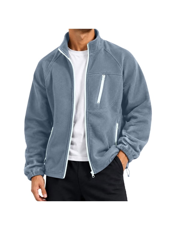 Men's Softshell Jacket Fleece Lined Waterproof Stand Collar Soft Lightweight Shell Jacket Windbreaker Outdoor Hiking