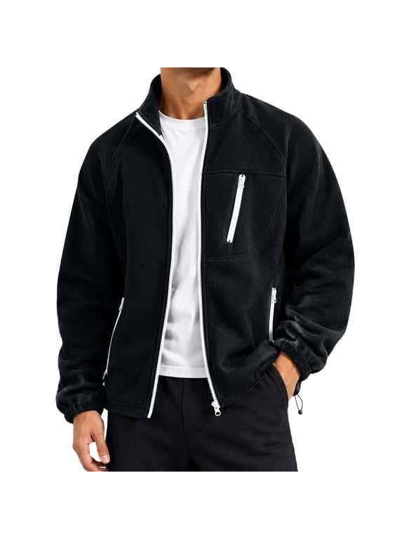 Men's Softshell Jacket Fleece Lined Waterproof Stand Collar Soft Lightweight Shell Jacket Windbreaker Outdoor Hiking