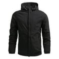 thumbnail image 1 of Men's Softshell Jacket With Hood, Fleece Lined and Water Repellent Outdoor Reflective Coat Thin Windbreaker Slim Fitting Zipper Pocket Long Sleeved Hooded Sun Suit Outdoor Sprinter Jacket Coat, 1 of 3
