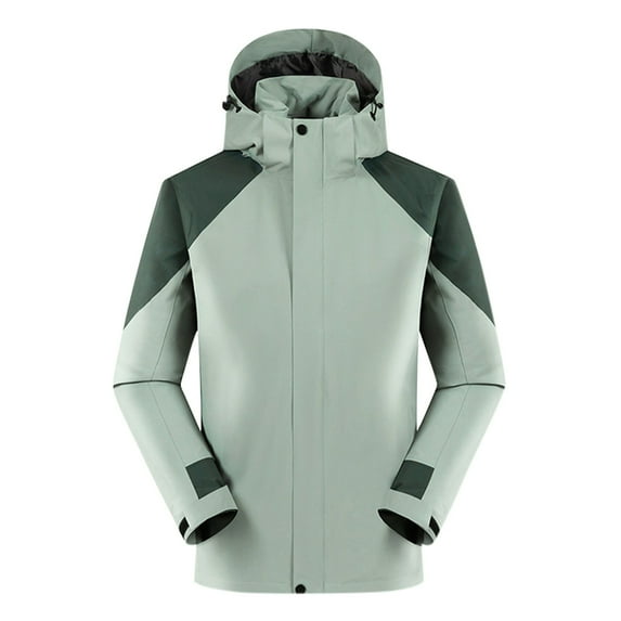 Men's Softshell Jacket With Removable Hood, Water Repellent Outdoor Reflective Coat Zipper Jacket Long Sleeve Hooded Casual Outwear Coat