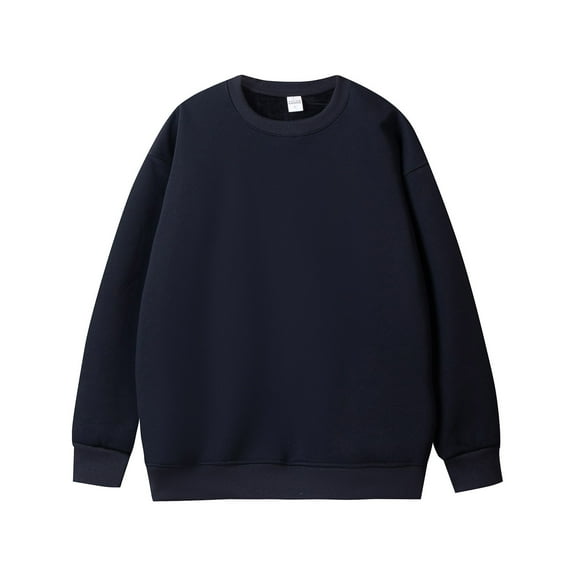 Men's Soild Color Cotton Sweatshirts Long Sleeve Casual Loose Pullover Lightweight Soft Basic Fall Winter Warm Solid Color Tops