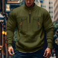 thumbnail image 1 of Men's Soild Color Quarter Zip Pullover, Mock Neck Fleece Sweatshirt with Zipper Chest Pocket, Casual Long Sleeve Lightweight Slim Fit Sweatshirt for Fall Winter Green XXL, 1 of 9
