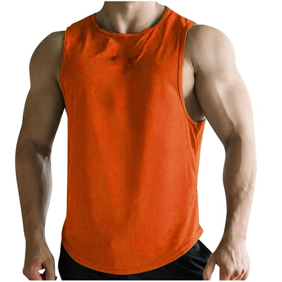 Men's Soild Color Tank Tops Summer Crew Neck Sleeveless Shirt Big and Tall Workout Gym Muscle Undershirt Comfortable Quick Dry Sport Tanks