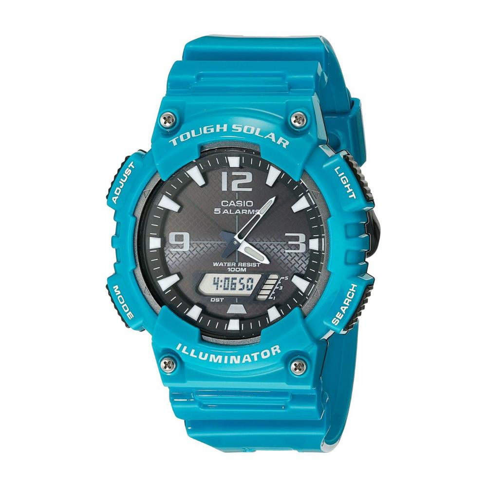 Men s Solar Sport Combination Watch Green Glossy Resin Strap