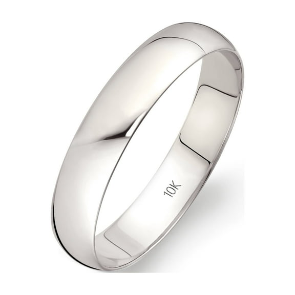 Men's Solid 10K White Gold 4mm Traditional Classic Plain Wedding Band (Available Ring Sizes 7-14) Size 10