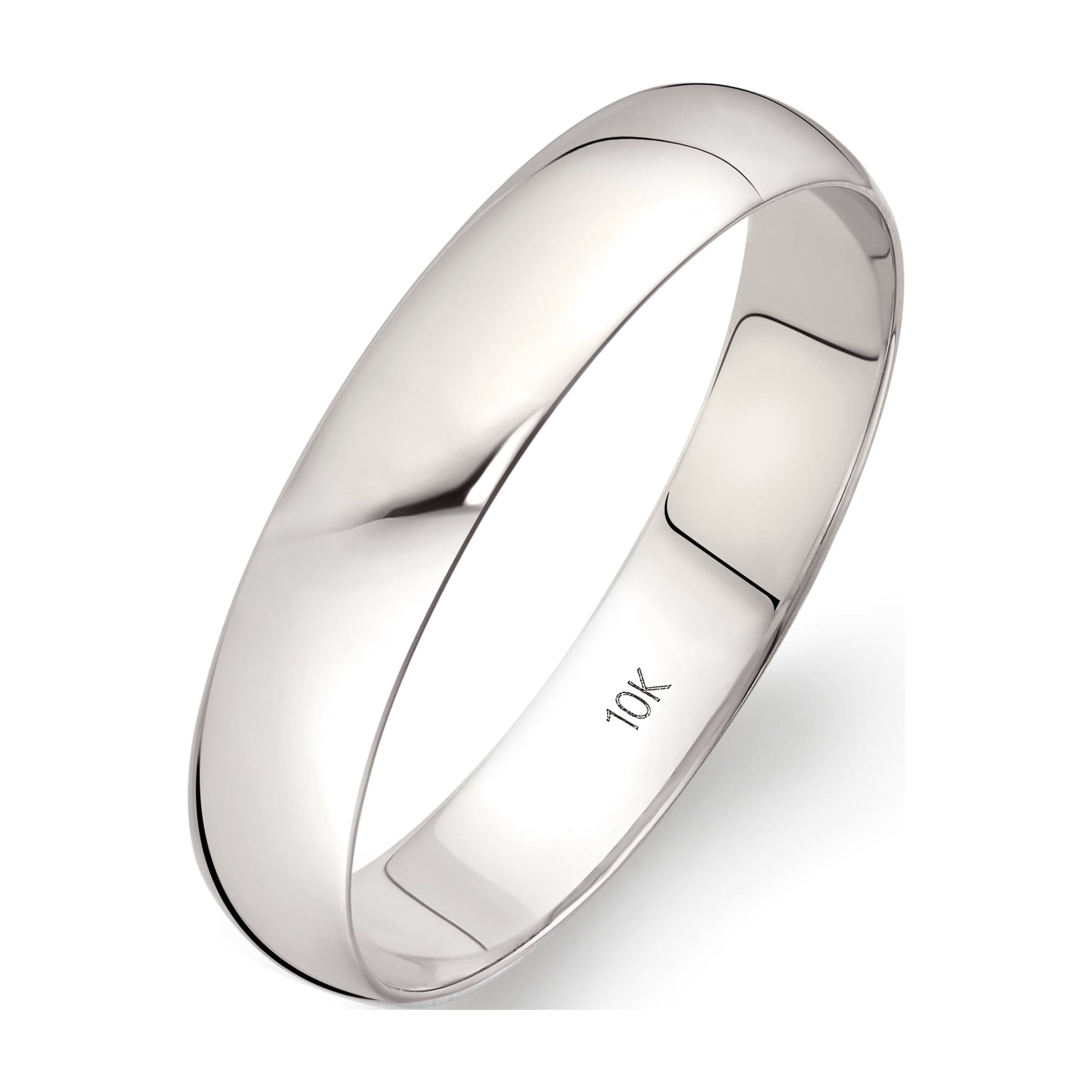 Men's Solid 10K White Gold 4mm Traditional Classic Plain Wedding Band (Available Ring Sizes 7-14) Size 13