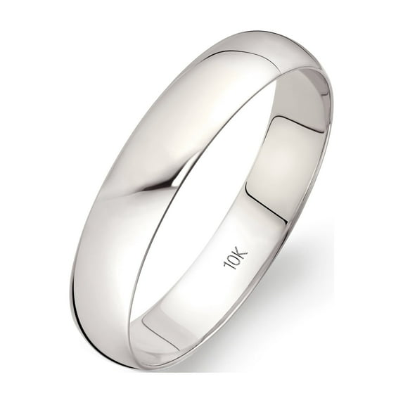 Men's Solid 10K White Gold 4mm Traditional Classic Plain Wedding Band (Available Ring Sizes 7-14) Size 7